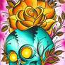 skull and rose