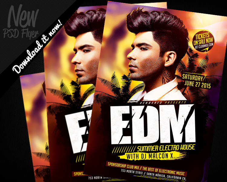 Summer EDM DJ Flyer Template PSD