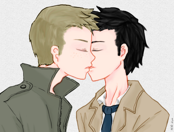 Day 5: Kissing (Destiel version) by Nile-kun