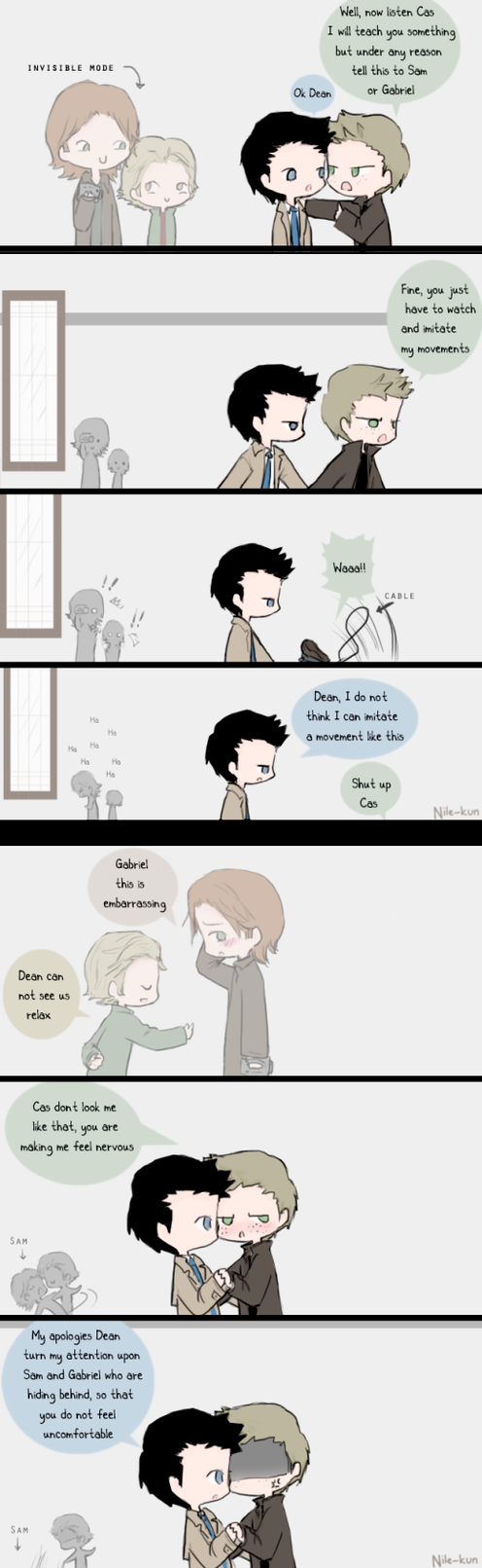 Day 20: Dancing (Destiel and Sabriel) by Nile-kun