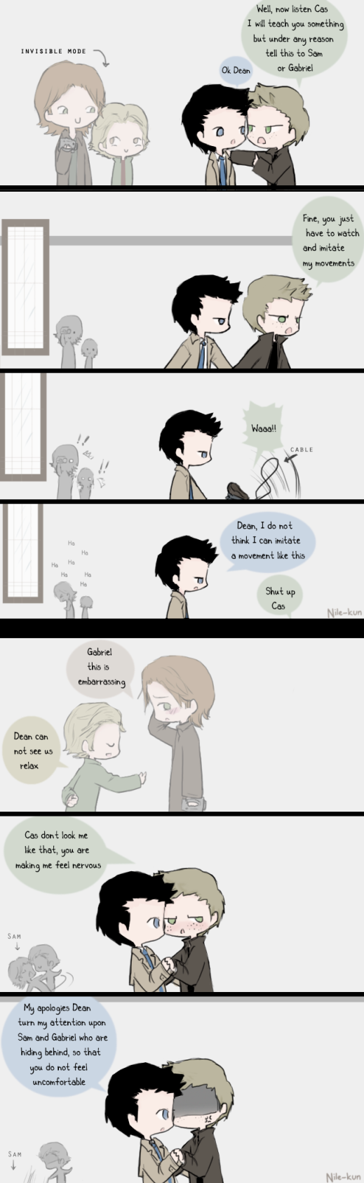 Day 20: Dancing (Destiel and Sabriel) by Nile-kun