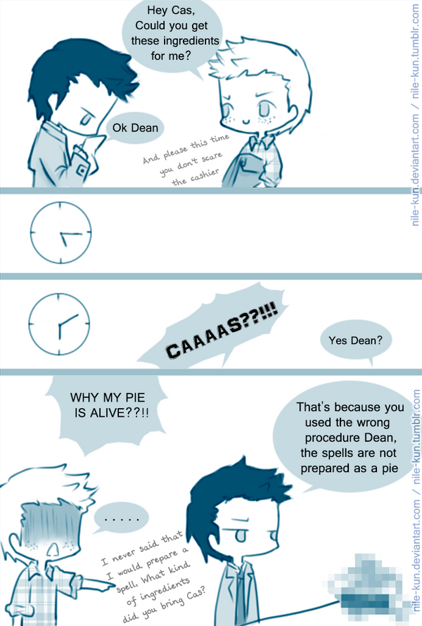 Day 21: Cooking/baking (Destiel) by Nile-kun