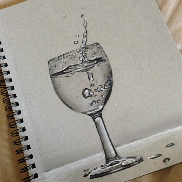 Charcoal Realism Water Glass