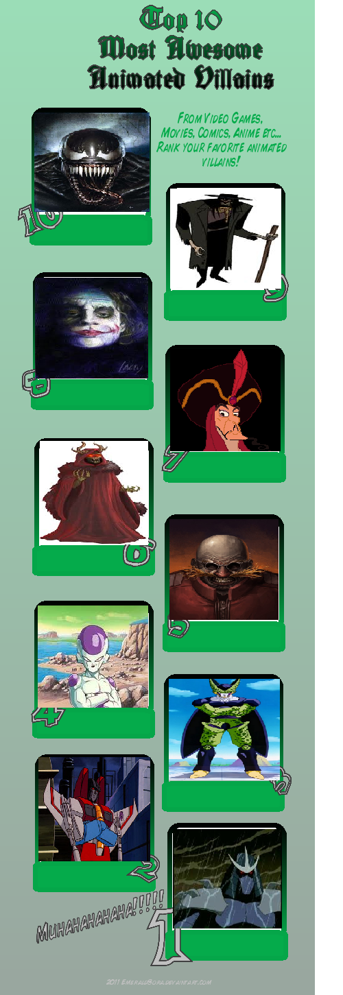 Top 10 Awesomest Villains Meme By Fallnightwolf On Deviantart Top 10 Awesomest Villains Meme By Fallnightwolf On Deviantart