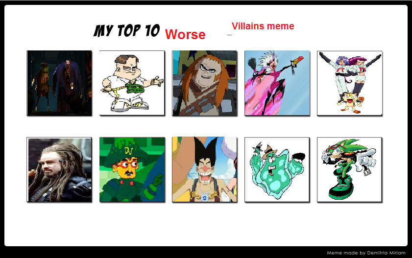 My Top 10 Worse Villain Meme