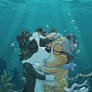 Adam and Calypso Underwater Kiss