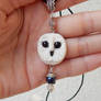 White Barn owl pendant