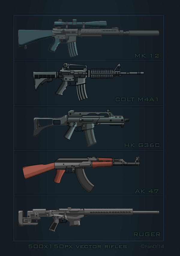 Existing rifles icons (vector)