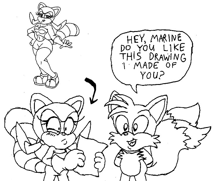 Tails draws a gift for Marine