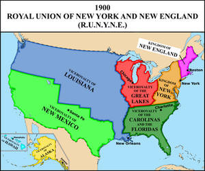 Map of the Royal Union (monarchical USA) in 1900