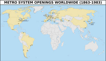 Metro system openings worldwide (1863-1983)