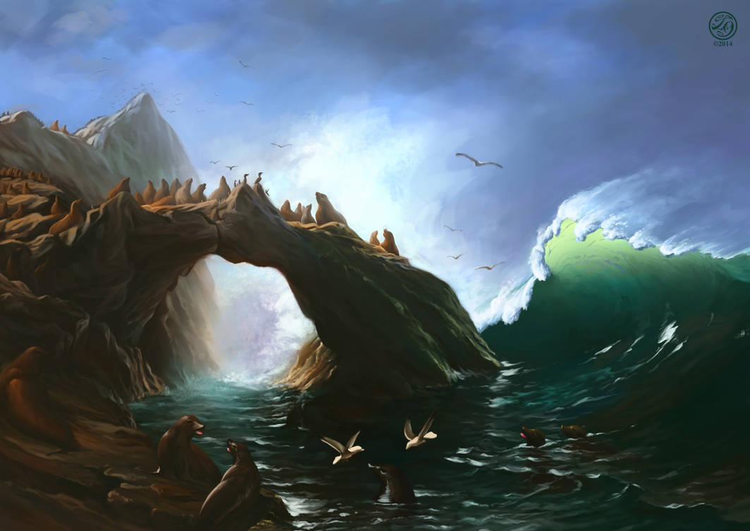 Albert Bierstadt - Farallon Islands Study by CatherineSteuer Albert Bierstadt - Farallon Islands Study by CatherineSteuer