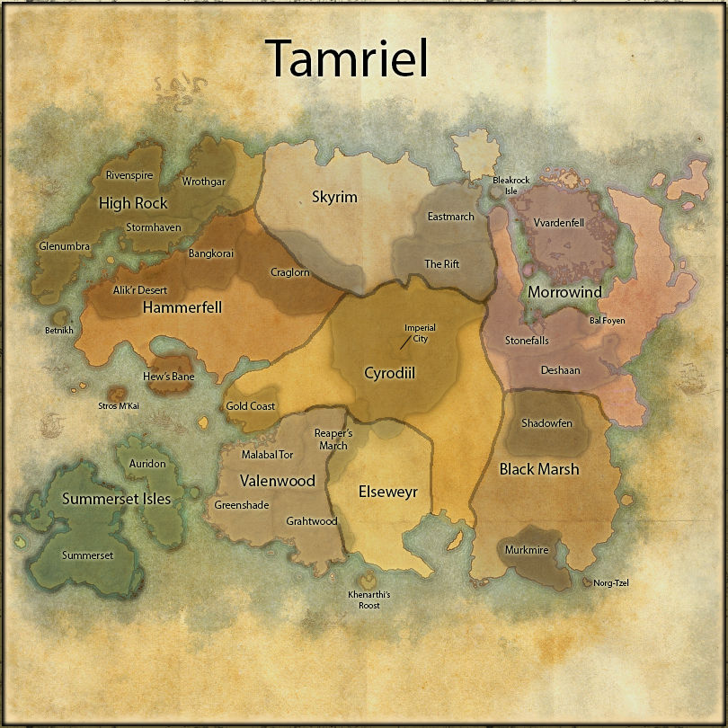 Eso Complete Map Elder Scrolls Online World Map Overview by NathN on DeviantArt