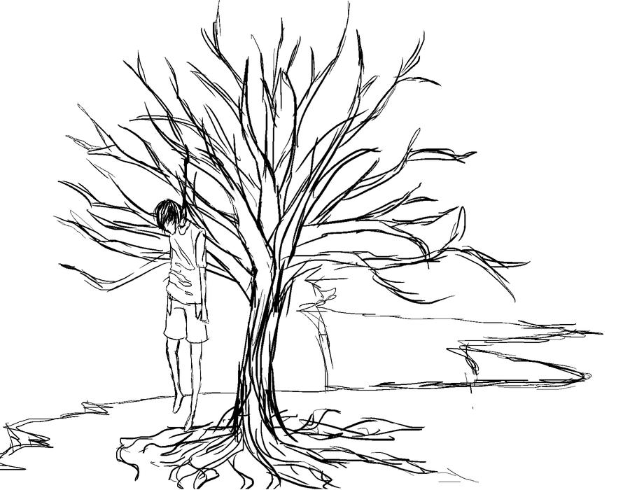Нарисовать человека природу. Дерево карандашом. Рисунки карандашом природа. Дерево для срисовки. Человек и природа карандашом.
