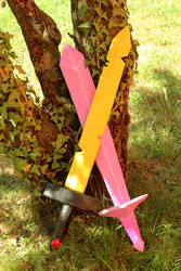 Adventure Time Finn and Fionna DIY swords finished