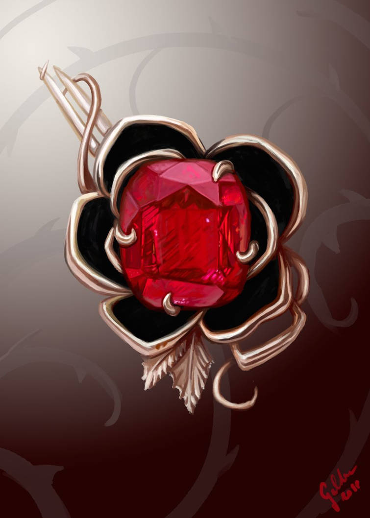 Knightly Ruby Jewelry - The Knightly rose brooch by Galder on DeviantArt