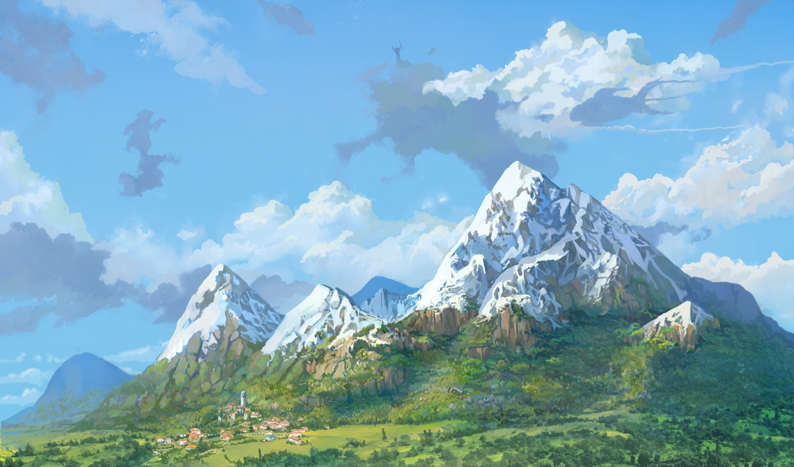 a few mountains ghibli style