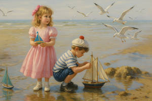 Impressionism: Children Playing with Toy Boats
