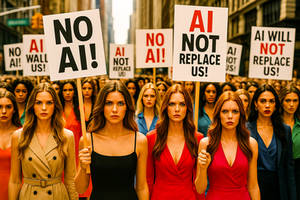 Fashion Model Anti-AI Protest (ChatGPT version)