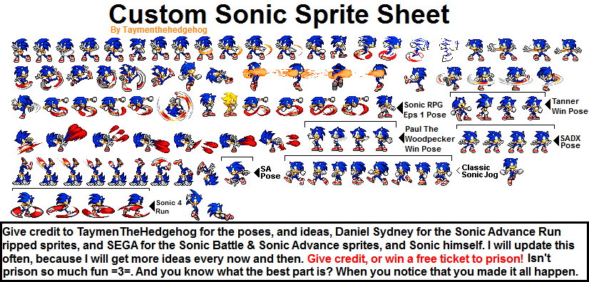 Custom Classic Sonic Sprite Sheet by Adanishedgehog2011 on DeviantArt