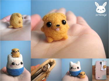 Miniature Felted Jake the Dog Phone Charm