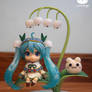 Felted YukimiBotamon And Snow Miku