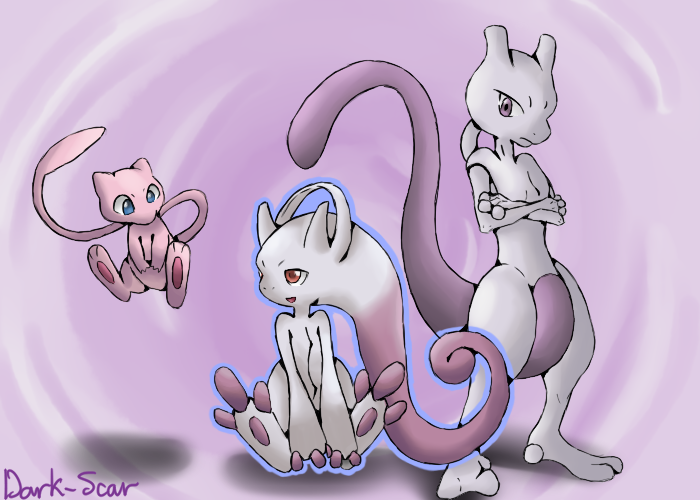 mewtwo and mega mewtwo y (pokemon) drawn by salanchu