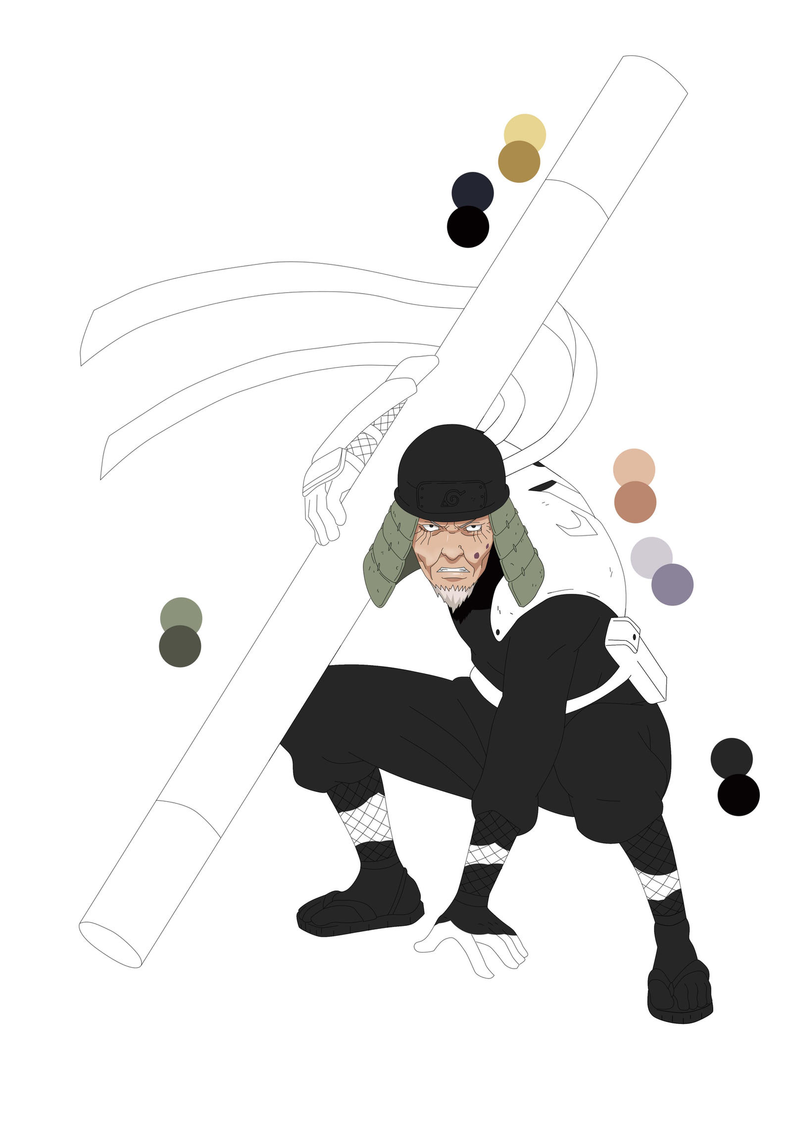 Hiruzen Sticker Hiruzen lineart by donaco on DeviantArt