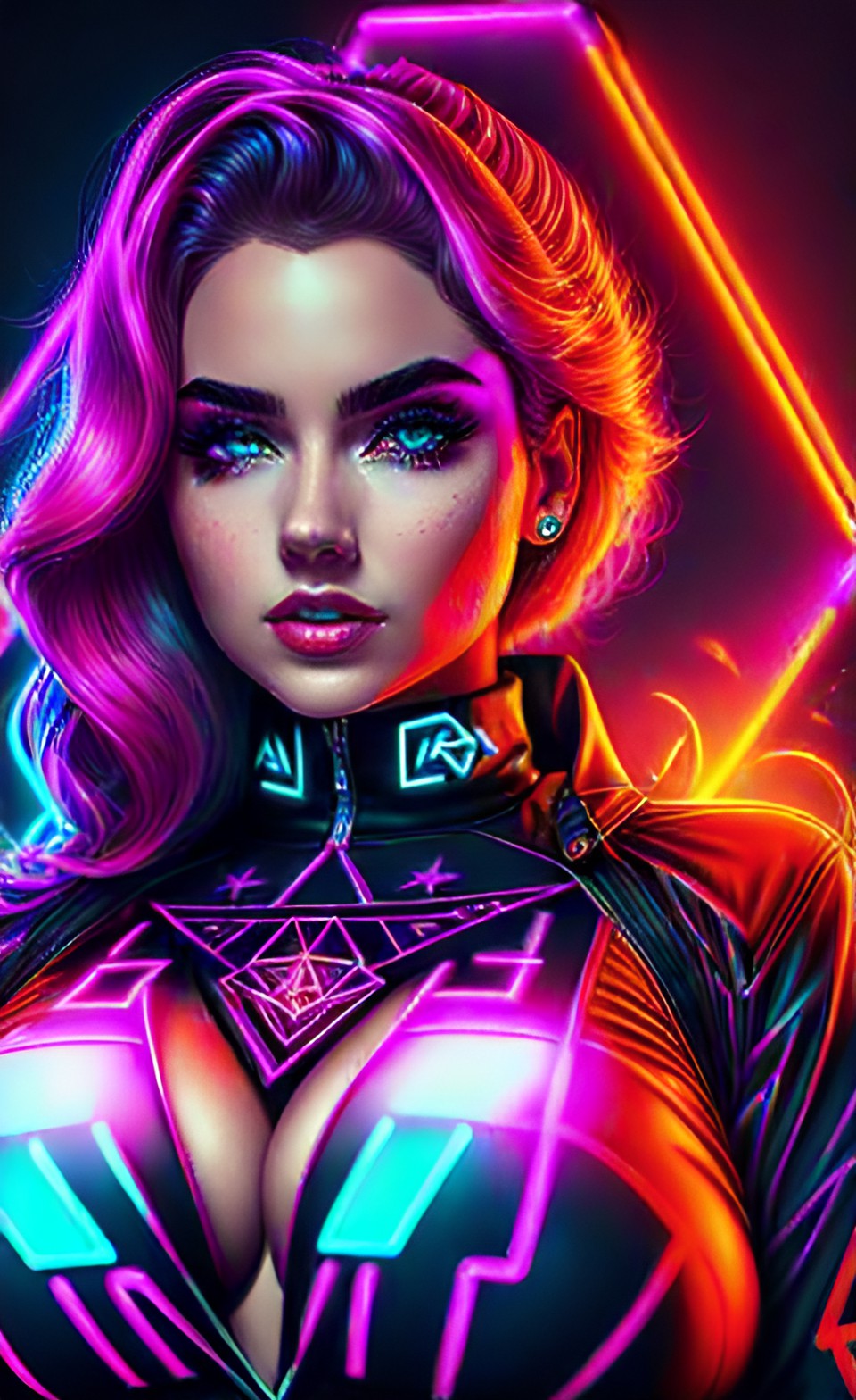 Cyberpunk Girl Neon Colors Mobile Wallpaper 2 by gam3sd3an on DeviantArt