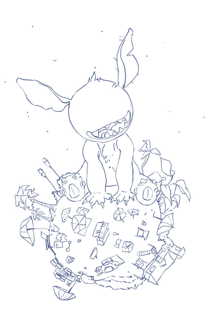 Stitch R Initial Stitch initial sketch cleaned by L0stlamp on DeviantArt