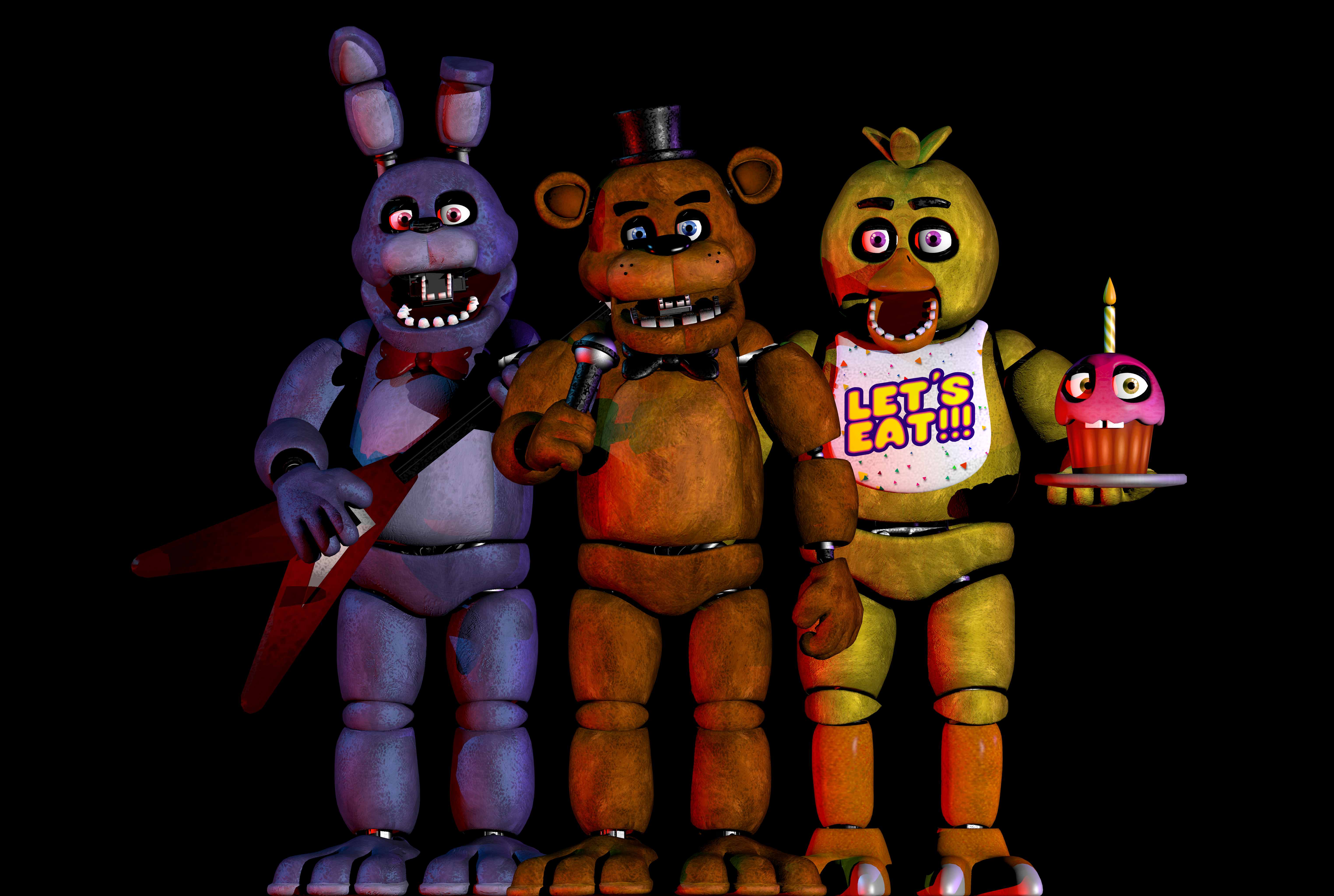 Fnaf 1 Animatronics in stage by zueiroooooooooooo on DeviantArt