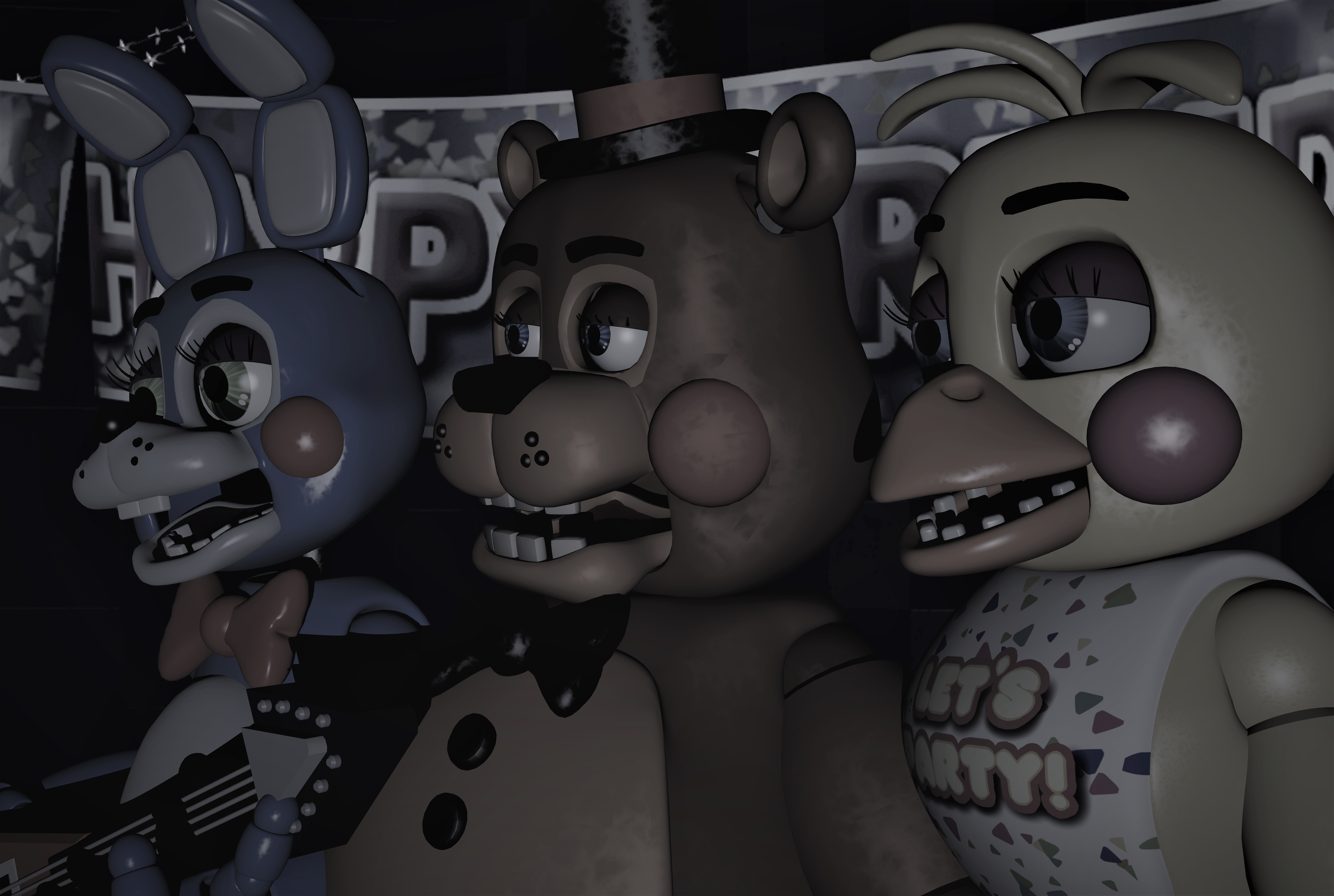 Fnaf 1 Animatronics in stage by zueiroooooooooooo on DeviantArt