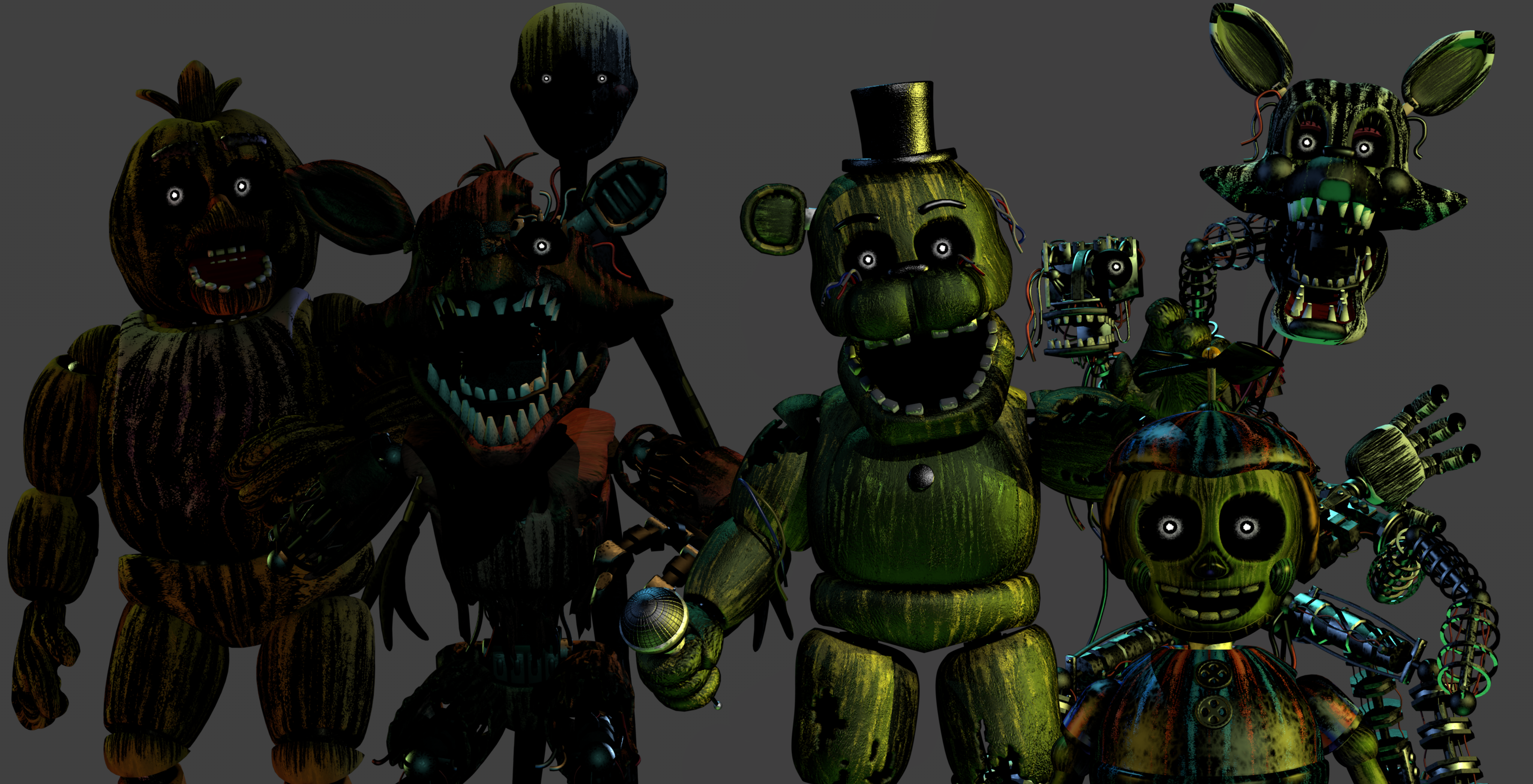 FNAF World's Picture (FNAF 3 & Phantoms Animatronics) Diagram