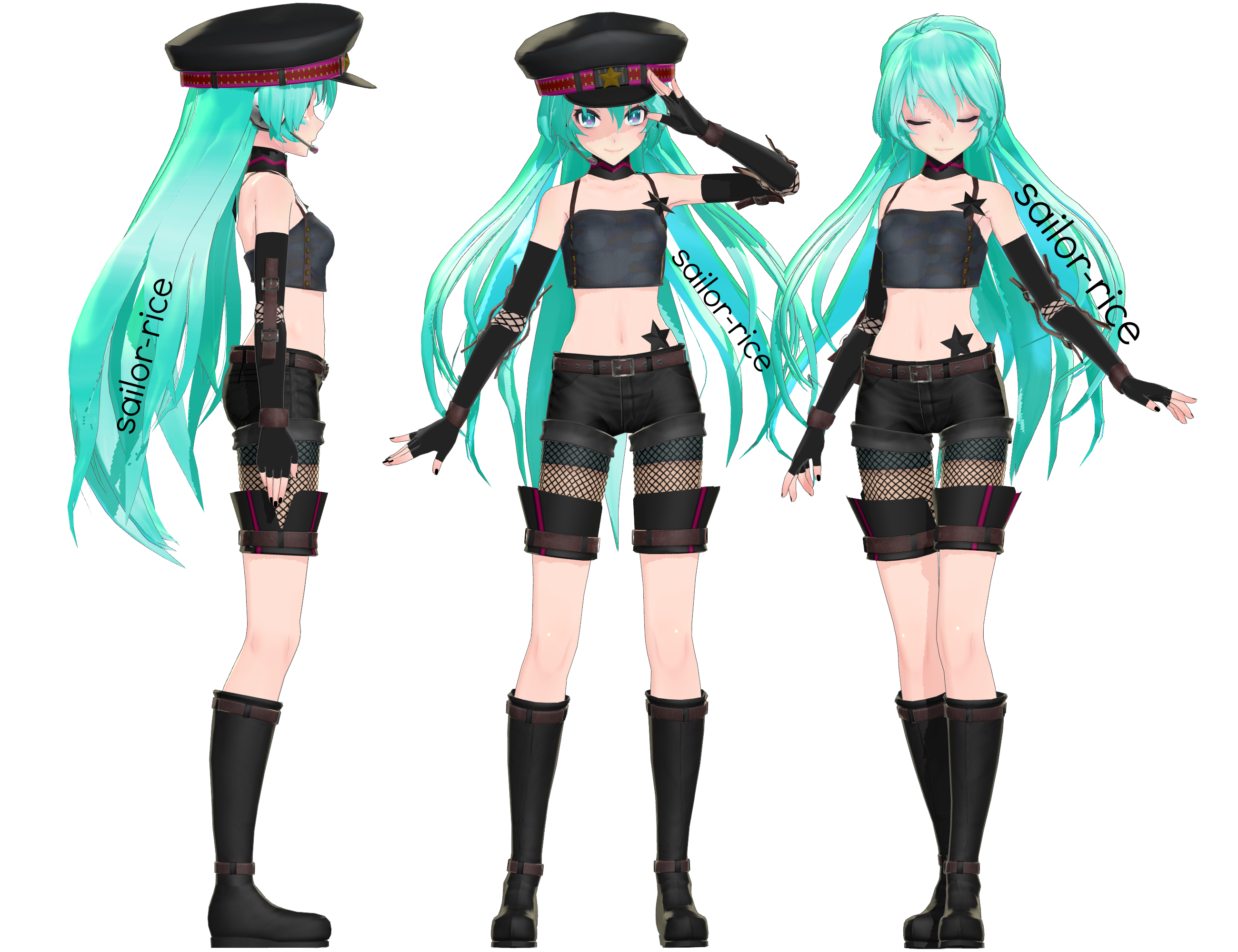 So here is my attempt at Hatsune Miku with the rather limited selection of ...