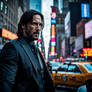 john wick in death defying shoot out in busy New