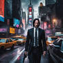 John wick walking through the dark streets of new