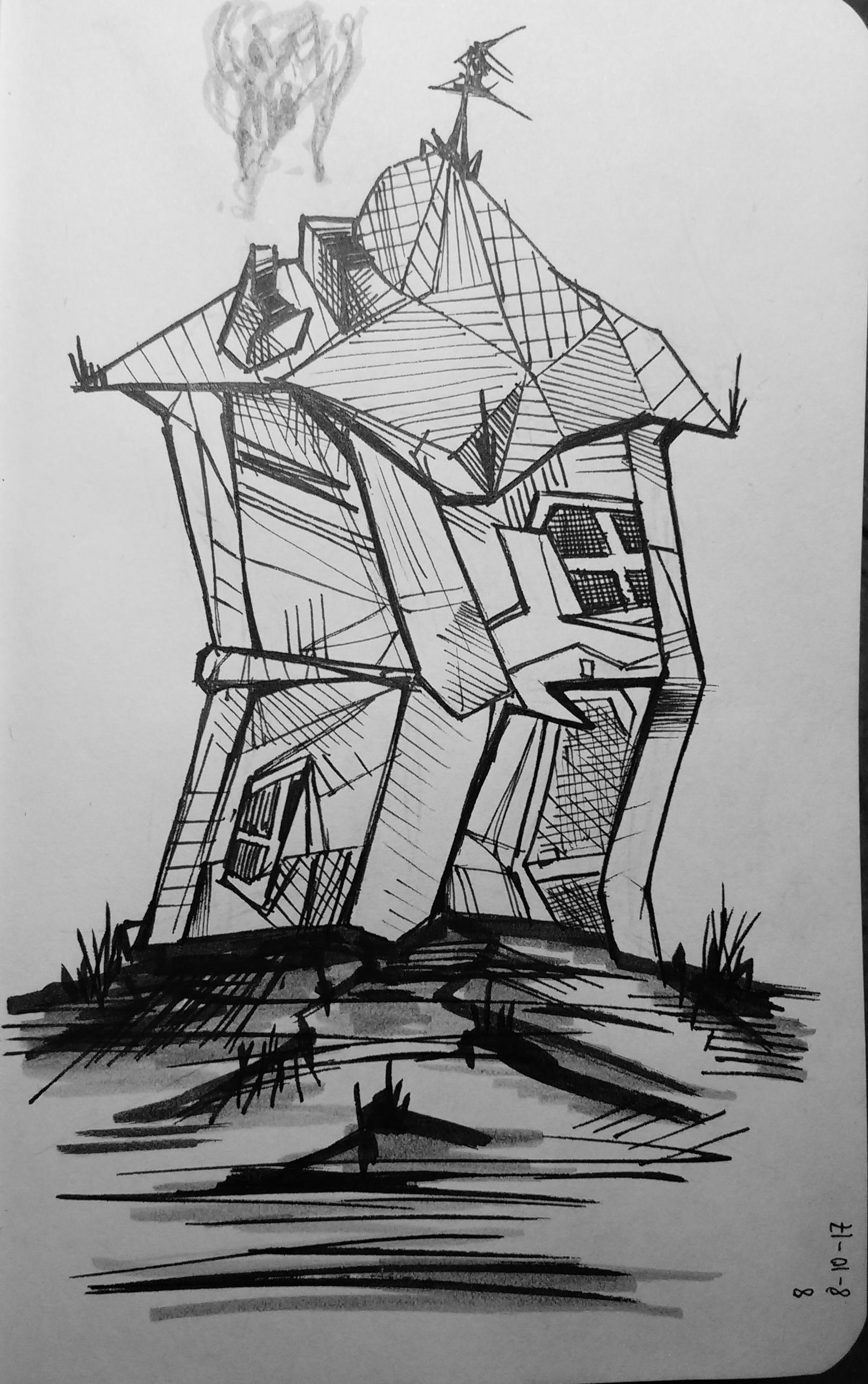 Inktober17 Day 8-The House