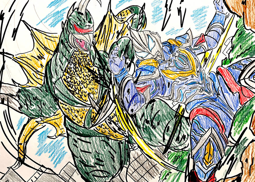 gigan vs ultraman geed galaxy rising by godgundam67 on DeviantArt