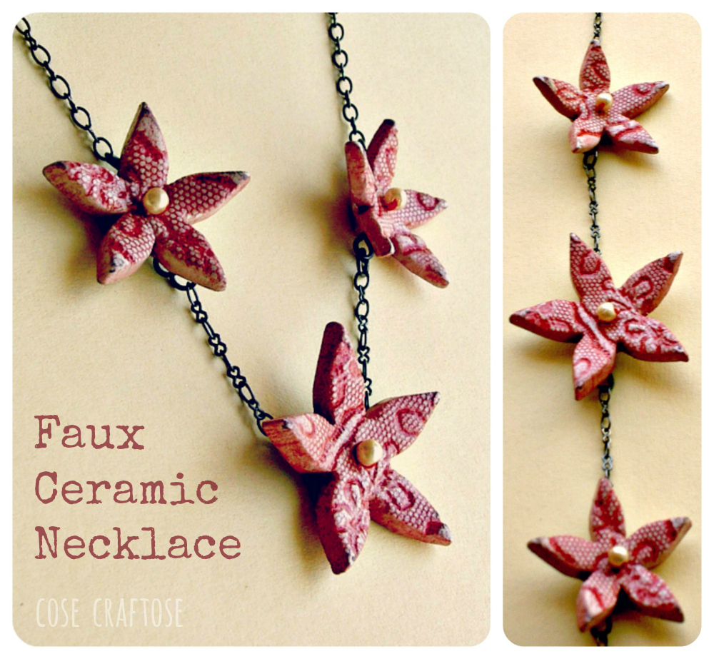 Faux Ceramic with air dry clay - necklace