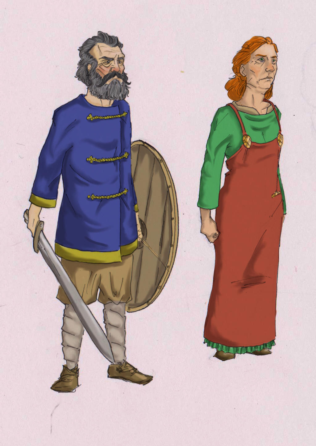 Viking couple in colour