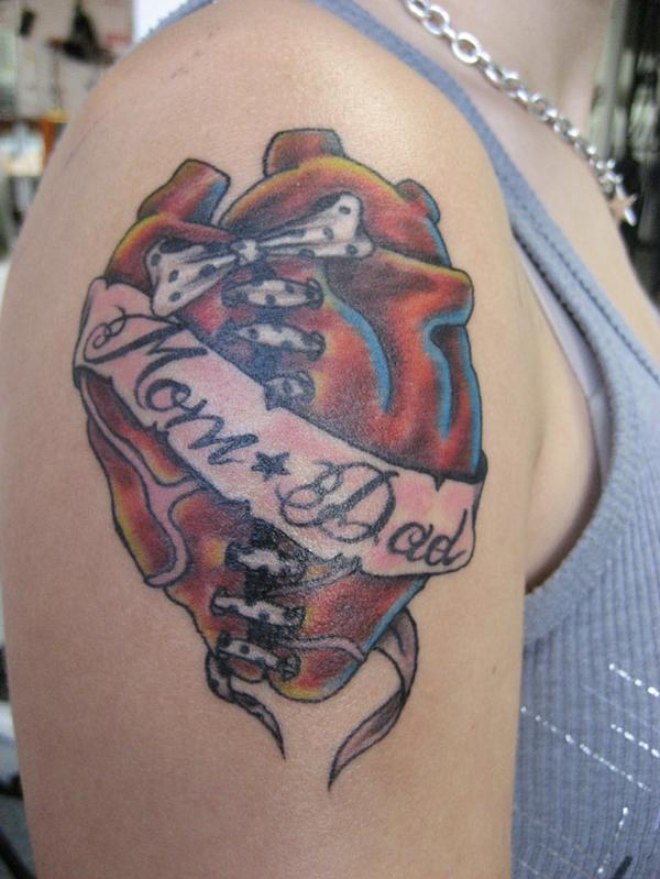 mom dad heart tattoo