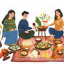 yasir 62308 Nowruz family cooking and feast illust