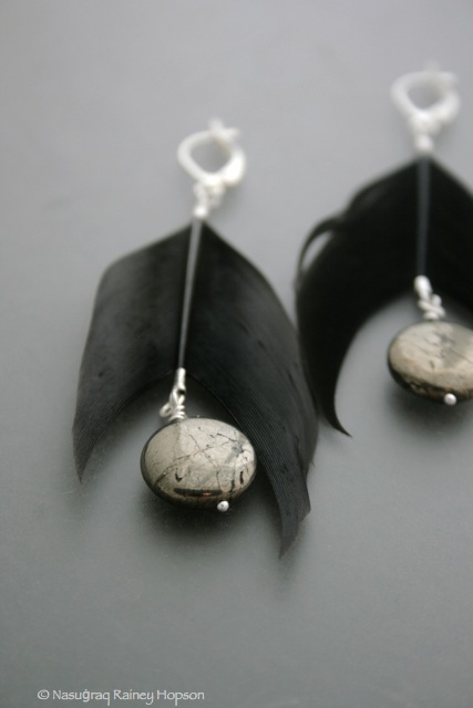 Mining for me - Alaska native ptarmigan earrings