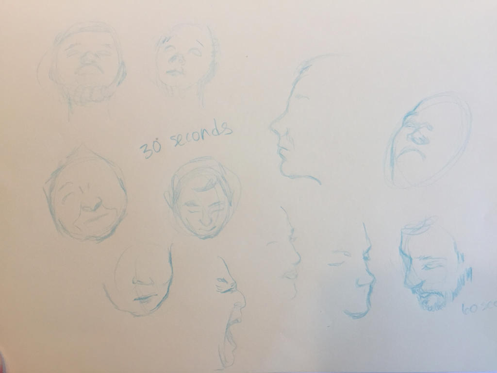 Gesture Drawing Practice: Faces, 30 seconds