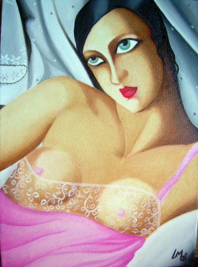 La chemise rose - study of Tamara de Lempicka