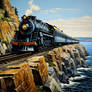 Steam Train On a Rocky Coast