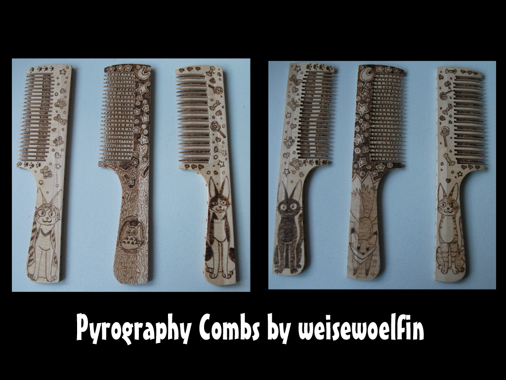 Woodburned Combs