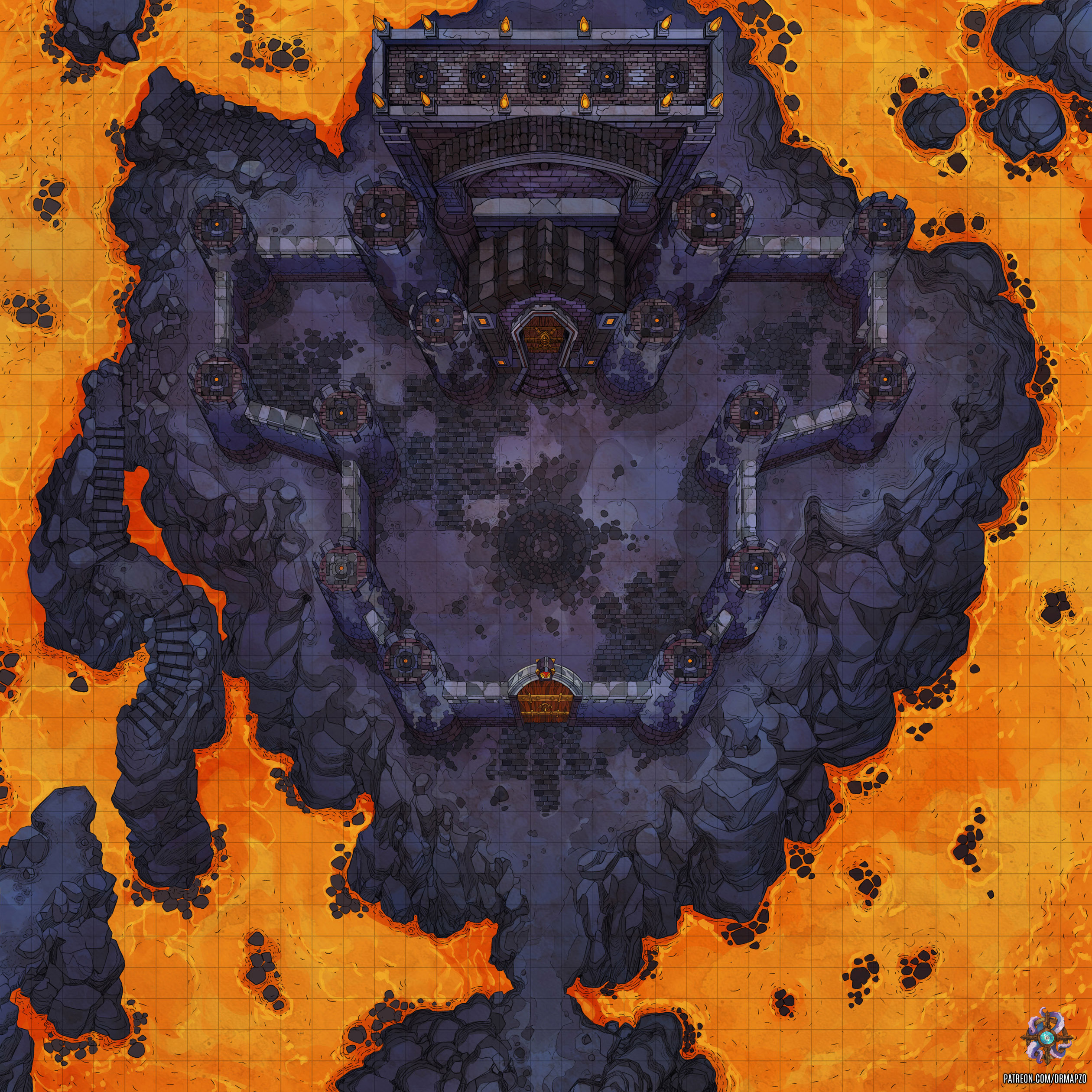 Volcanic Castle Walls Battle Map by Hassly on DeviantArt