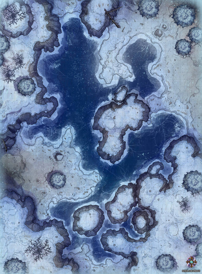 Frozen Mountain Lake Battle Map 28x38 by Hassly on DeviantArt