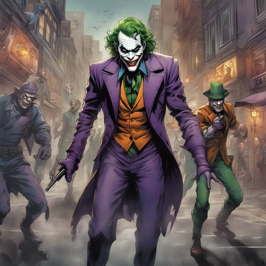 Silver Age Joker On Street Entertaining A Group Of